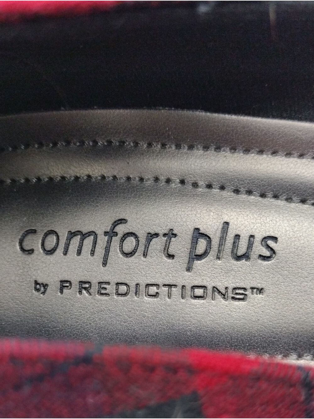 Comfort Plus by Predictions Black Red Plaid Fabric Point Toe High Heel Pump Shoe - Picture 10 of 16
